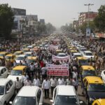 Taxi drivers protest in Delhi