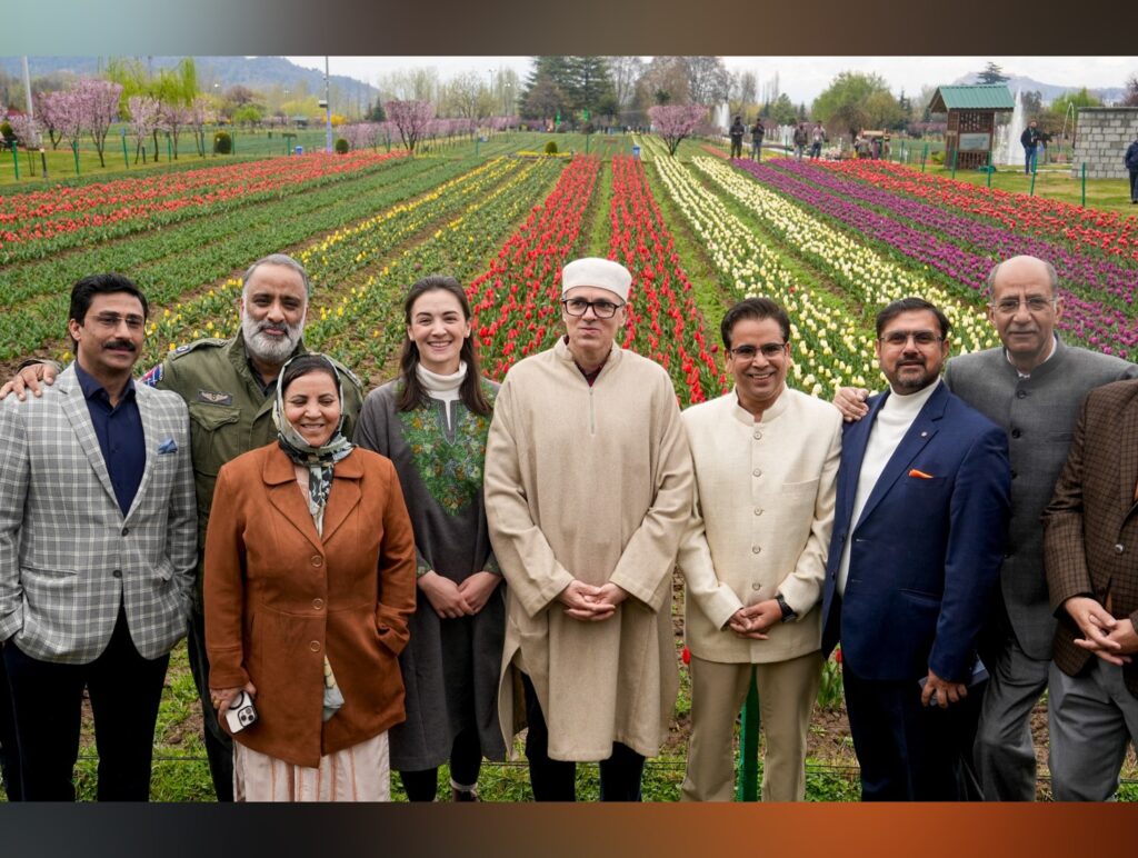 Omar Abdullah inaugurates tulip garden on banks of Dal Lake