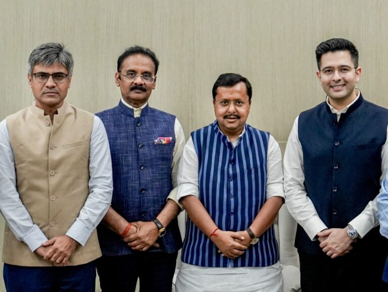 AAP MPs Raghav Chadha, Ashok Mittal and Sandeep Pathak join BJP