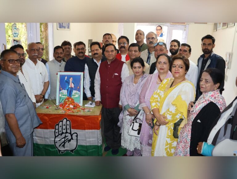 Congress workers pay tribute to Dr B R Ambedkar on 135th birth anniversary in Kullu