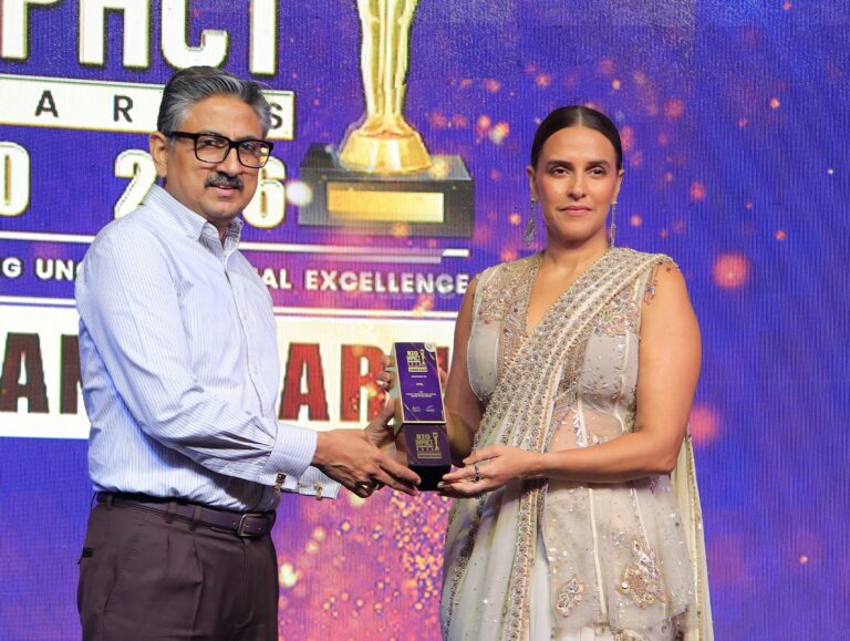 Lalit K. Sharma honoured by Neha Dhupia at BIG IMPACT Awards 2026 in Mohali