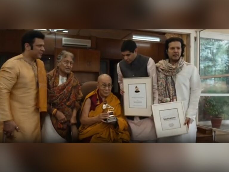 Dalai Lama presented a Grammy Award in McLeodganj by Ustad Amjad Ali Khan